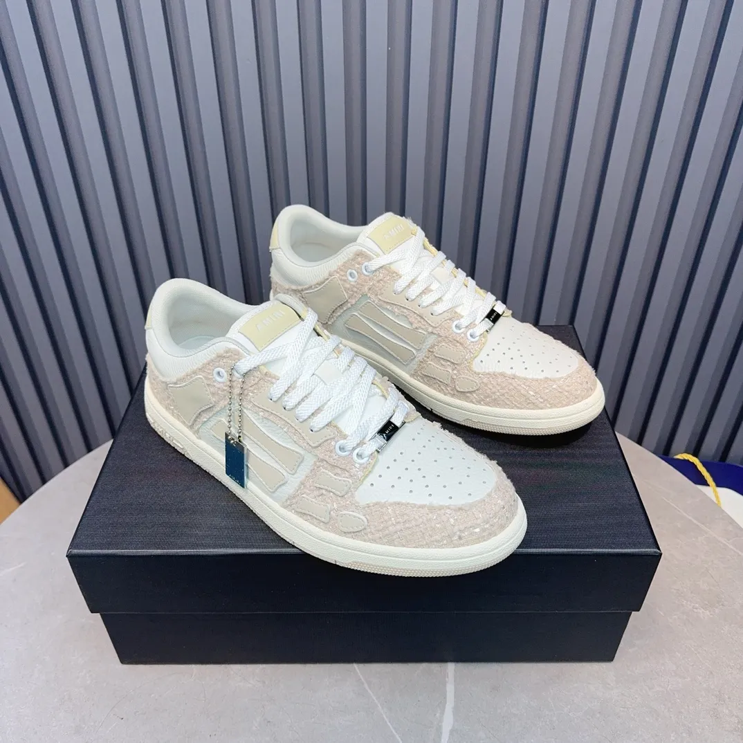 Men's men's shoes 💰600 AMIRI high street sneakers with bone sports shoes, toe layer cowhide upper, upper side bones, hand-stitched, good three-dimensional effect, customized metal LOGO, size 38-45 46